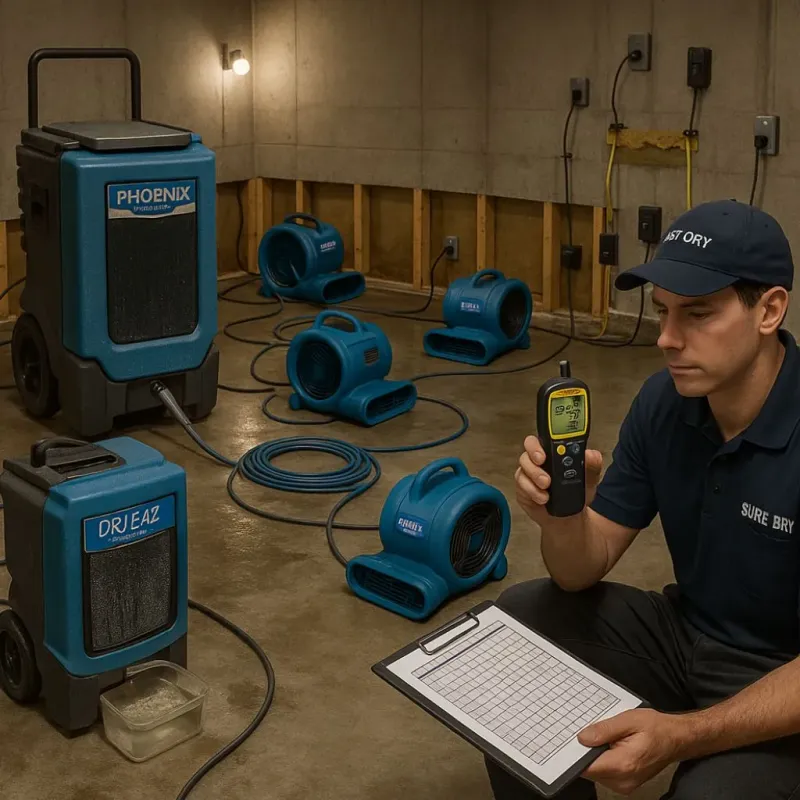 Structural Drying and Dehumidification process in Cresco, IA